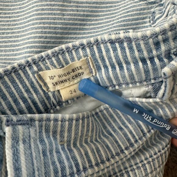 Madewell Striped High Rise Skinny Crop Stretch Jeans Preppy Coastal Classic 24 - Picture 9 of 11